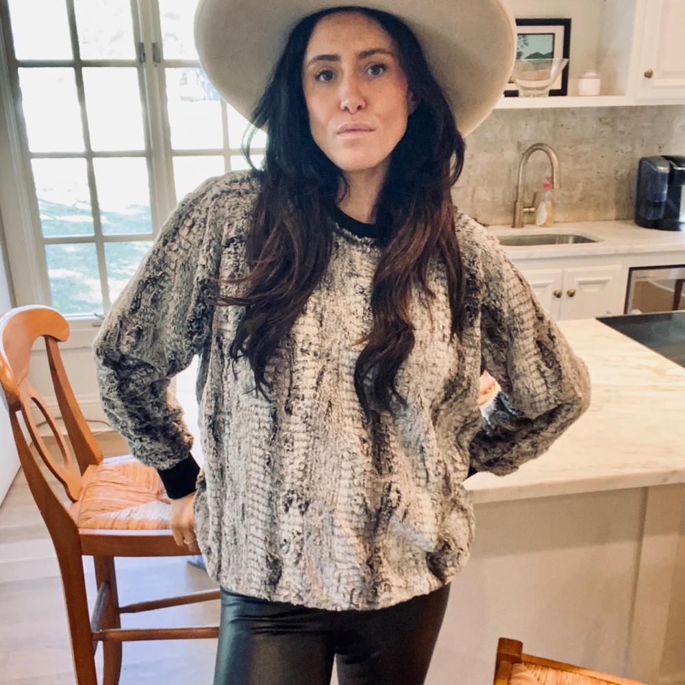 SpiritHoods Faux Fur Crew Neck Sweater
